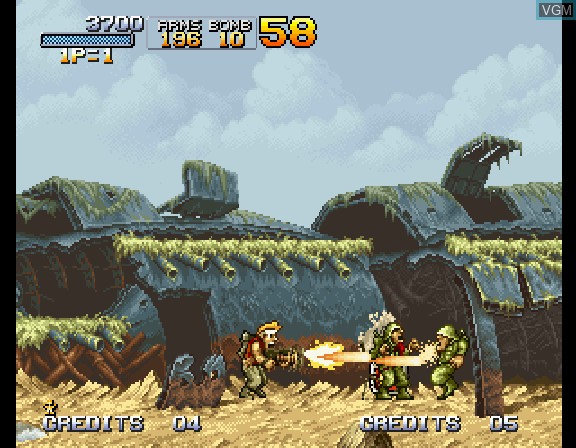In-game screen of the game Metal Slug on Sega Saturn