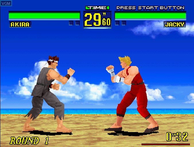In-game screen of the game Virtua Fighter Remix on Sega Saturn