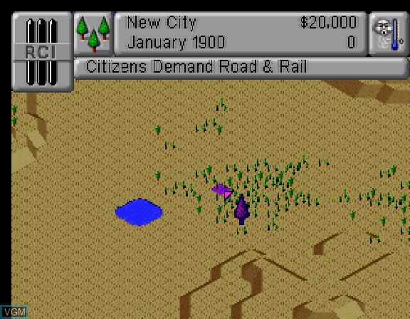In-game screen of the game SimCity 2000 on Sega Saturn