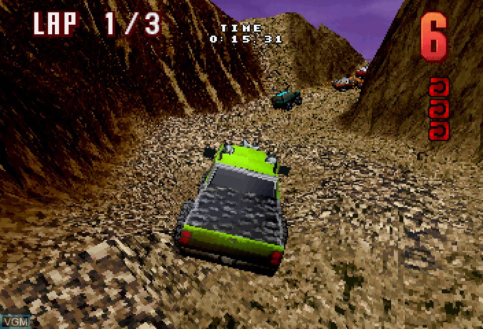 In-game screen of the game Hardcore 4X4 on Sega Saturn