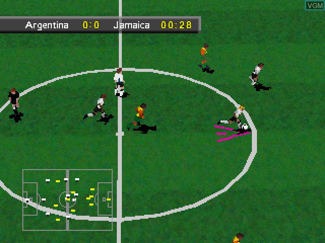 In-game screen of the game Olympic Soccer on Sega Saturn