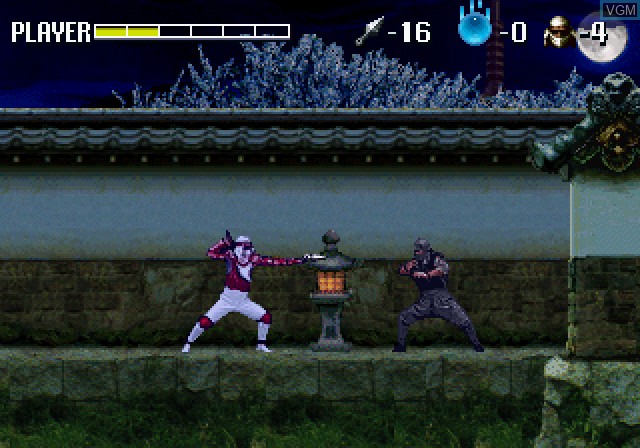 In-game screen of the game Shin Shinobi Den on Sega Saturn