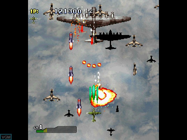 In-game screen of the game Strikers 1945 II on Sega Saturn