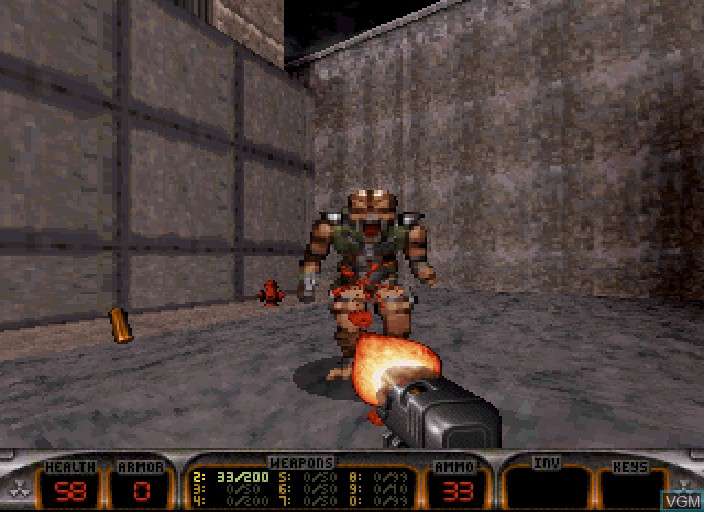 In-game screen of the game Duke Nukem 3D on Sega Saturn
