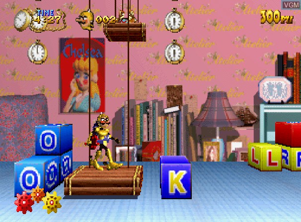 In-game screen of the game Clockwork Knight on Sega Saturn