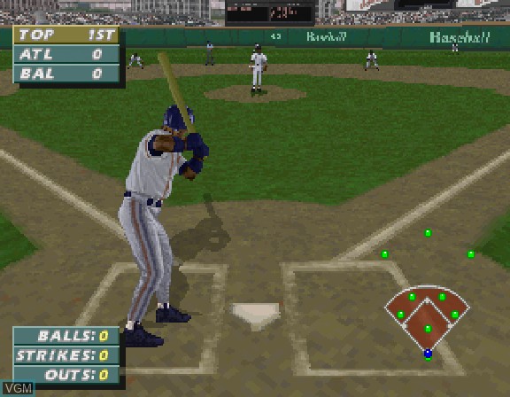In-game screen of the game Frank Thomas Big Hurt Baseball on Sega Saturn