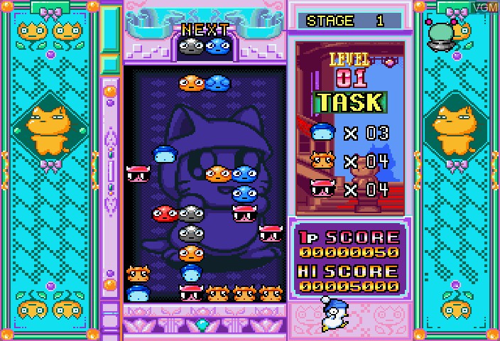 In-game screen of the game Hebereke's Popoitto on Sega Saturn