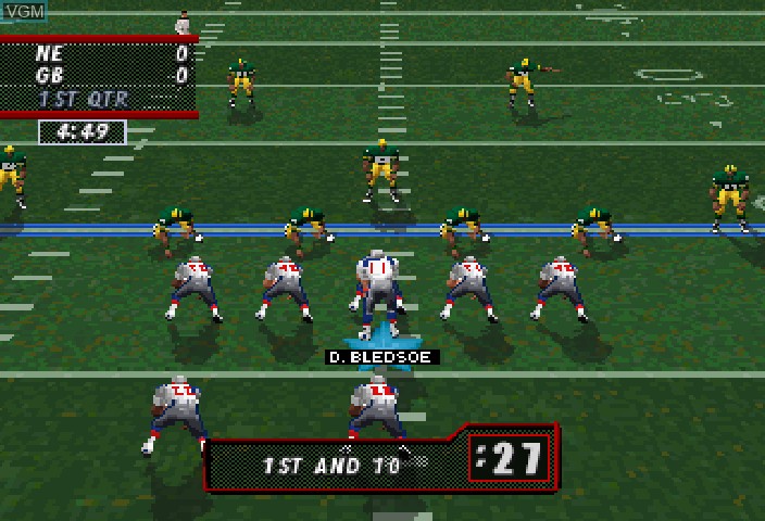 In-game screen of the game Madden NFL 98 on Sega Saturn