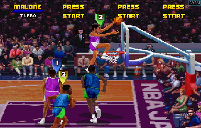 In-game screen of the game NBA Jam Tournament Edition on Sega Saturn
