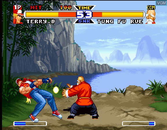 In-game screen of the game Real Bout Garou Densetsu Special on Sega Saturn