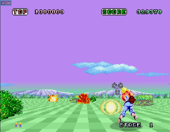 In-game screen of the game Sega Ages Vol. 2 - Space Harrier on Sega Saturn