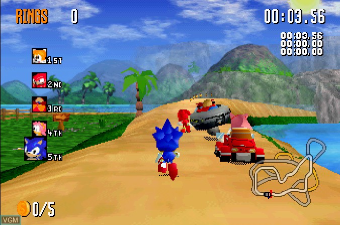 In-game screen of the game Sonic R on Sega Saturn
