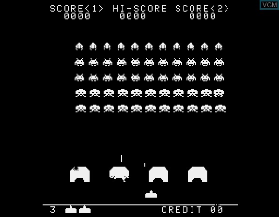 In-game screen of the game Space Invaders on Sega Saturn