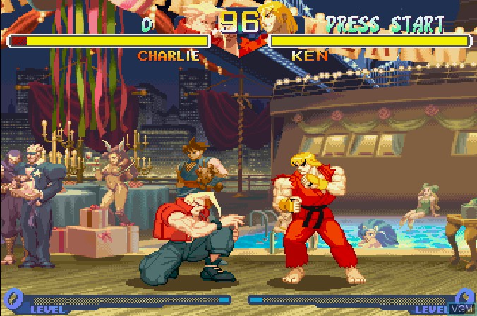 In-game screen of the game Street Fighter Alpha 2 on Sega Saturn