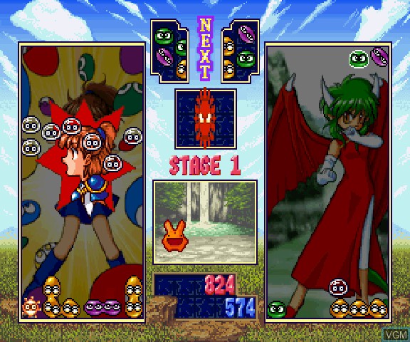 In-game screen of the game Puyo Puyo Sun on Sega Saturn