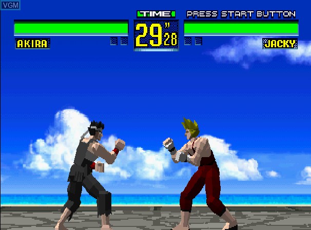 In-game screen of the game Virtua Fighter on Sega Saturn