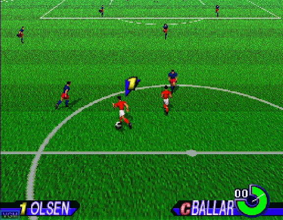 In-game screen of the game Worldwide Soccer - Sega International Victory Goal Edition on Sega Saturn