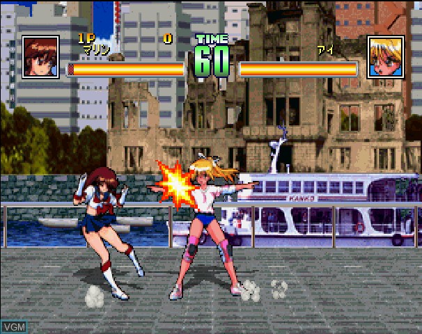 In-game screen of the game Seifuku Densetsu - Pretty Fighter X on Sega Saturn