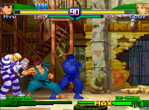 In-game screen of the game Street Fighter Zero 3 on Sega Saturn
