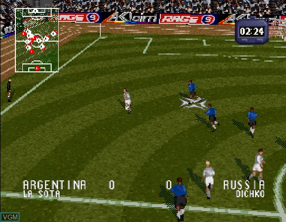 In-game screen of the game Striker '96 on Sega Saturn