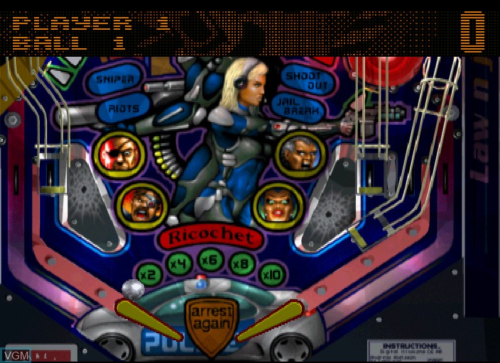 In-game screen of the game Tekkyu - True Pinball on Sega Saturn