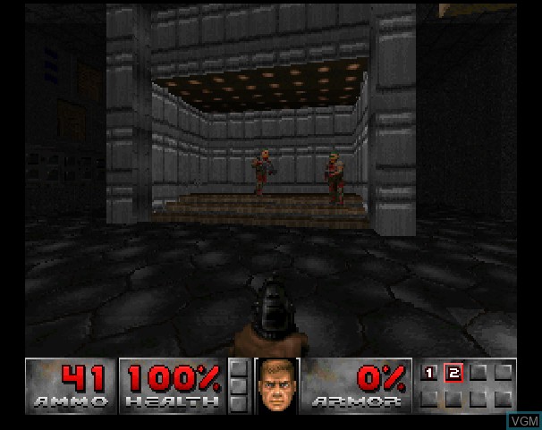 In-game screen of the game DOOM on Sega Saturn
