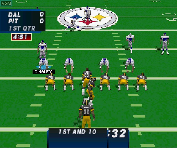In-game screen of the game Madden NFL 97 on Sega Saturn