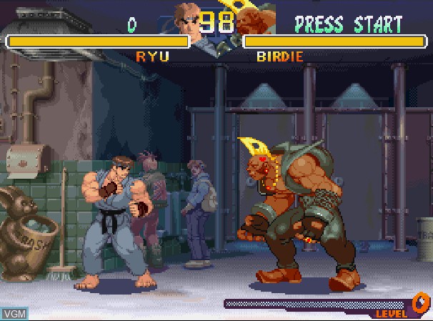 In-game screen of the game Street Fighter Zero 2' on Sega Saturn