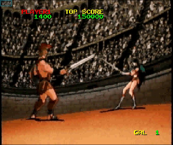 In-game screen of the game Time Gal & Ninja Hayate on Sega Saturn