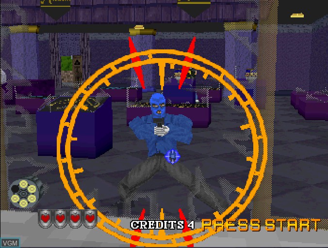 In-game screen of the game Virtua Cop Special Pack on Sega Saturn