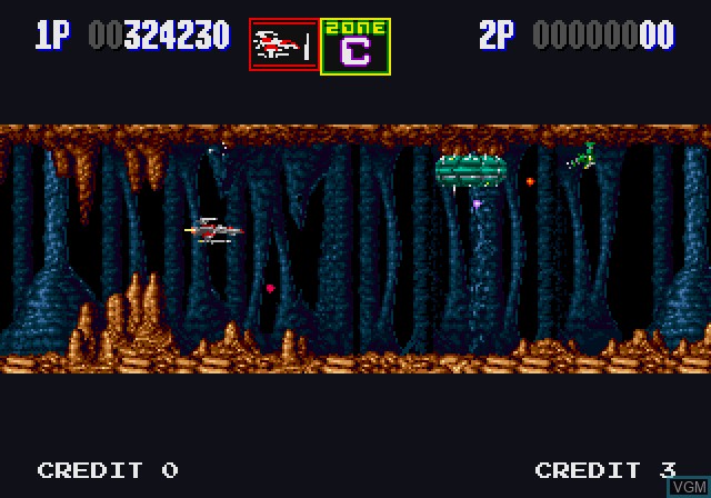 In-game screen of the game Darius II on Sega Saturn