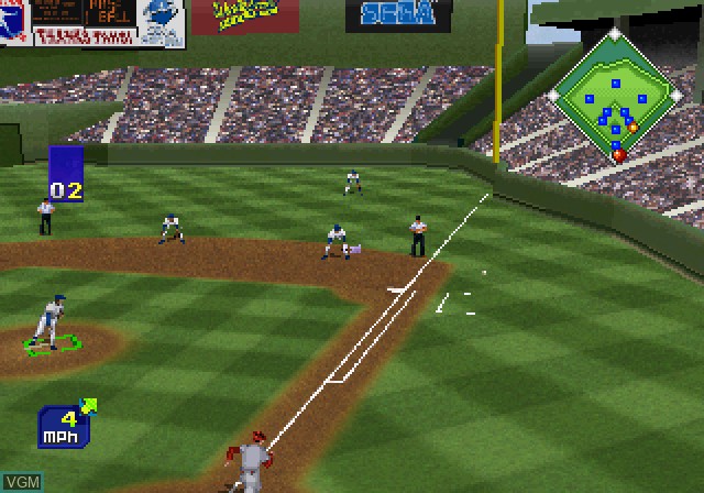 In-game screen of the game World Series Baseball on Sega Saturn
