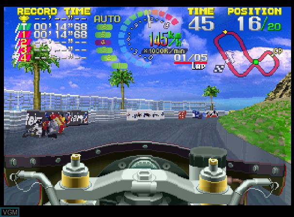 In-game screen of the game Hang On GP '95 on Sega Saturn