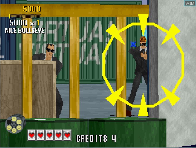 In-game screen of the game Virtua Cop Special Pack on Sega Saturn
