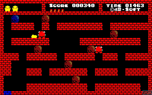 In-game screen of the game Flappy on Sharp MZ-1500