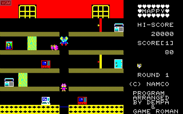 In-game screen of the game Mappy on Sharp MZ-1500
