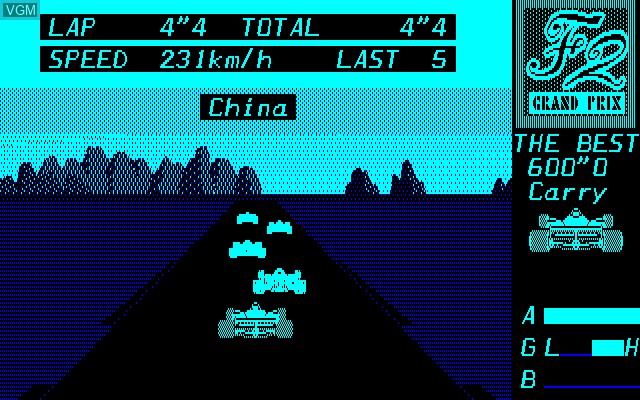 In-game screen of the game F2 Grand Prix on Sharp MZ-2500