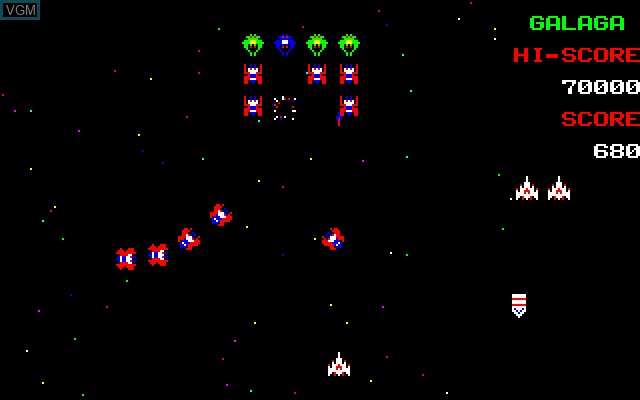 In-game screen of the game Galaga on Sharp MZ-2500