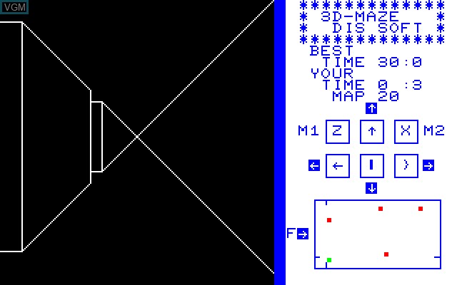 In-game screen of the game 3D Maze on Sharp MZ-700