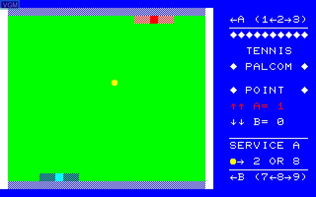 In-game screen of the game Ganso Futari Tennis on Sharp MZ-700