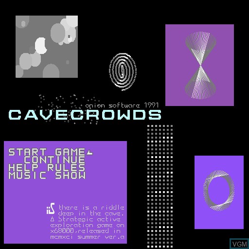 Title screen of the game Cavecrowds on Sharp X68000