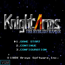 Title screen of the game Knight Arms - The Hybrid Framer on Sharp X68000