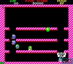 In-game screen of the game Bubble Bobble on Sharp X68000