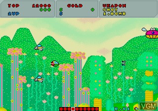 In-game screen of the game Fantasy Zone on Sharp X68000