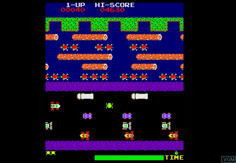 In-game screen of the game Frogger on Sharp X68000