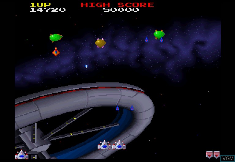 In-game screen of the game Galaga '88 on Sharp X68000