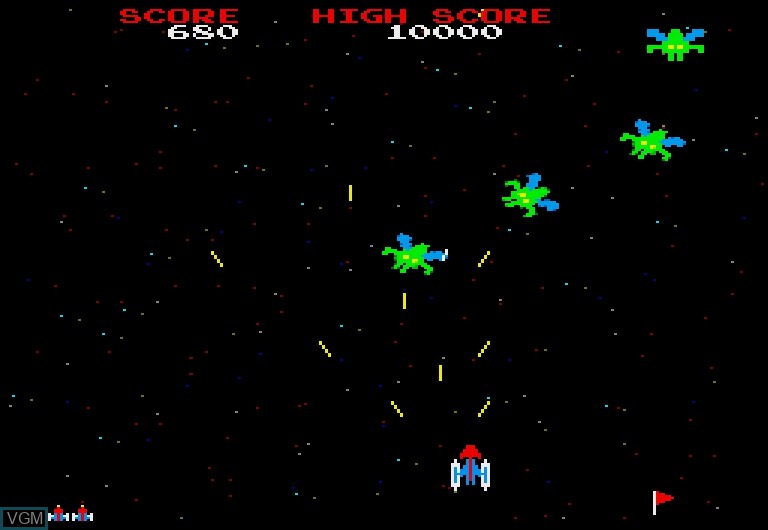 In-game screen of the game Galaxian 2 on Sharp X68000