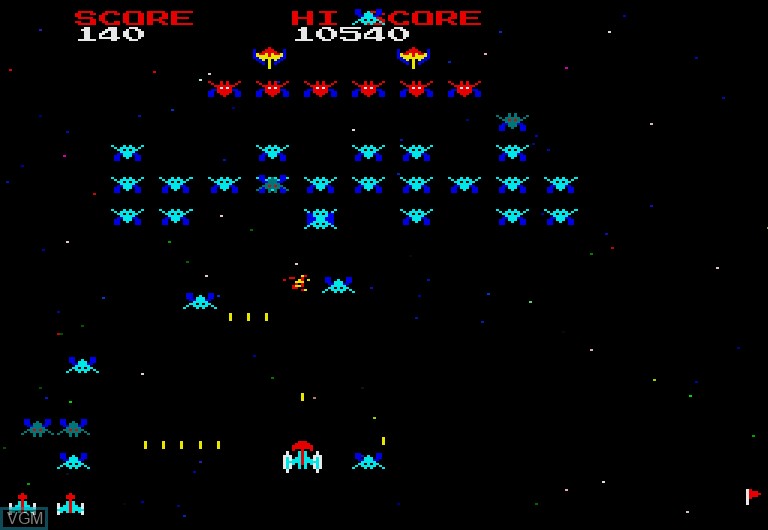 In-game screen of the game Galaxian X68K on Sharp X68000