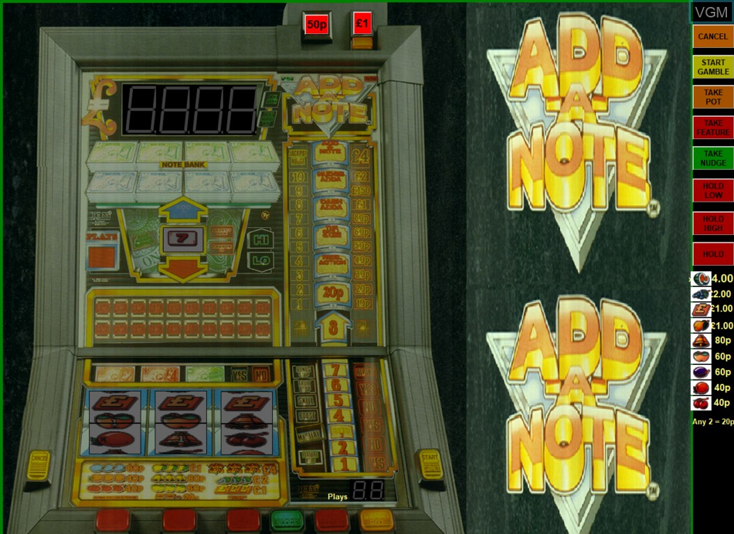 In-game screen of the game Add A Note on Slot machines
