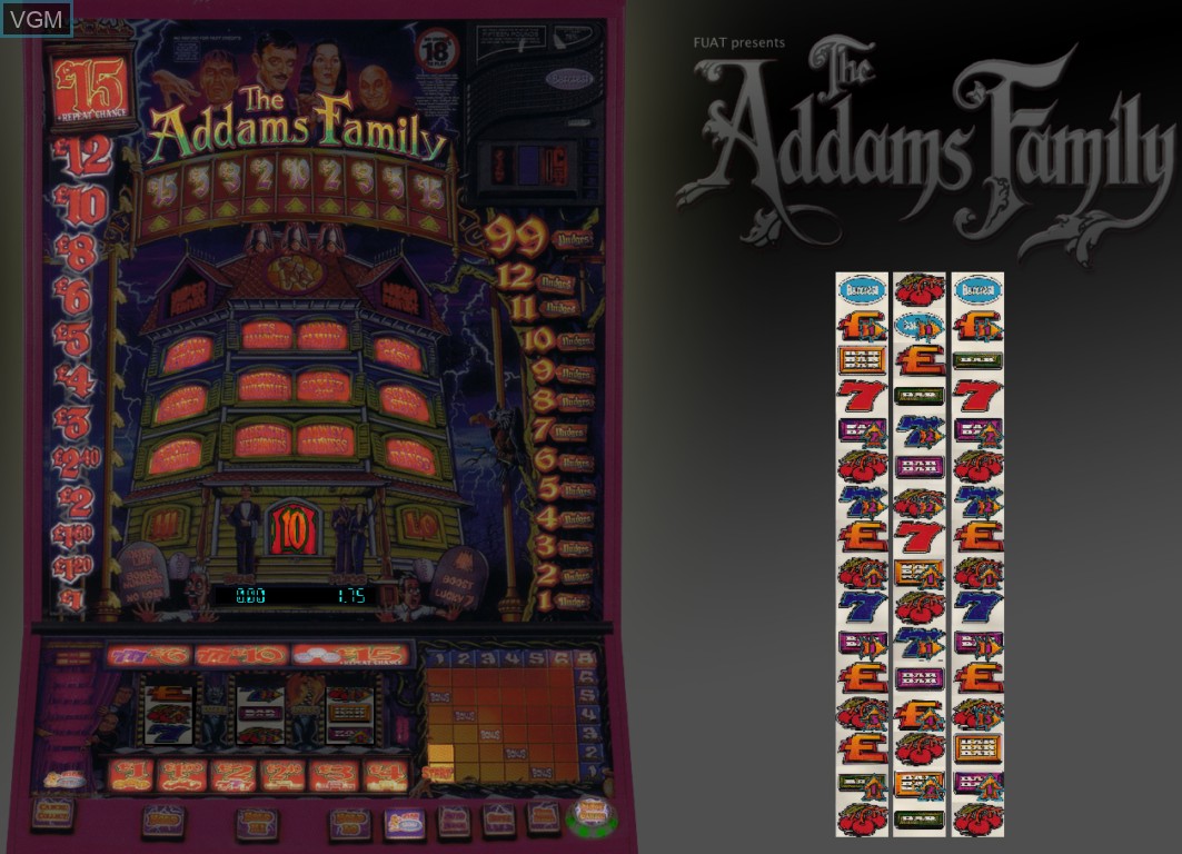 In-game screen of the game Addams Family, The on Slot machines